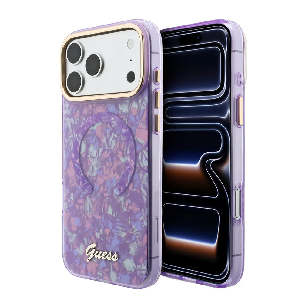Guess iPhone 17 Pro Max Back-Cover hul - HC Magsafe IML Shell Script Metal - Lila