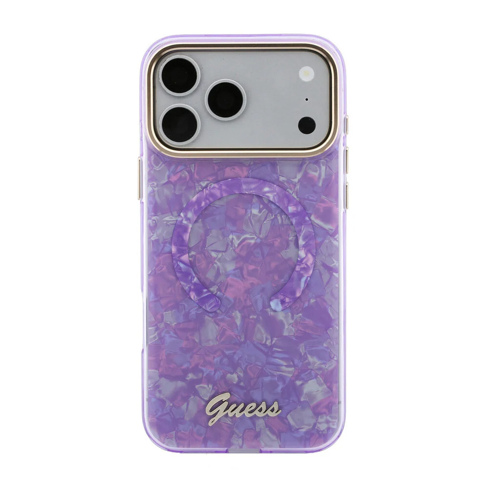 Guess iPhone 17 Pro Max Back-Cover hul - HC Magsafe IML Shell Script Metal - Lila