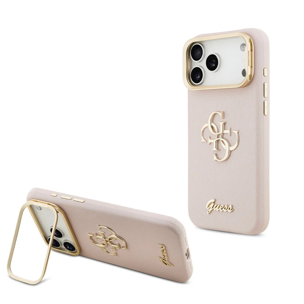 Guess iPhone 17 Pro Max Back-Cover hul - HC Grained PU Big 4G & Stand Camera - Rosa