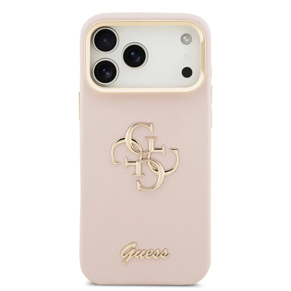 Guess iPhone 17 Pro Max Back-Cover hul - HC Grained PU Big 4G & Stand Camera - Rosa