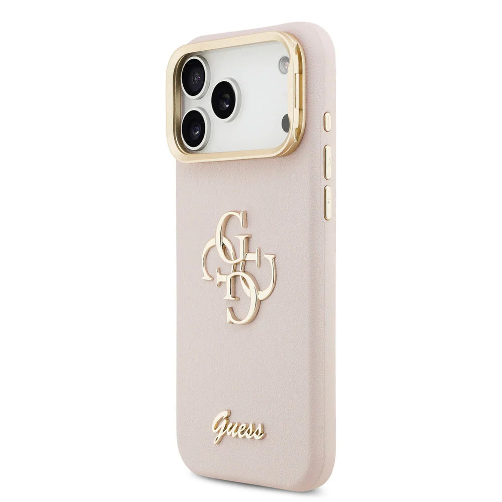 Guess iPhone 17 Pro Max Back-Cover hul - HC Grained PU Big 4G & Stand Camera - Rosa