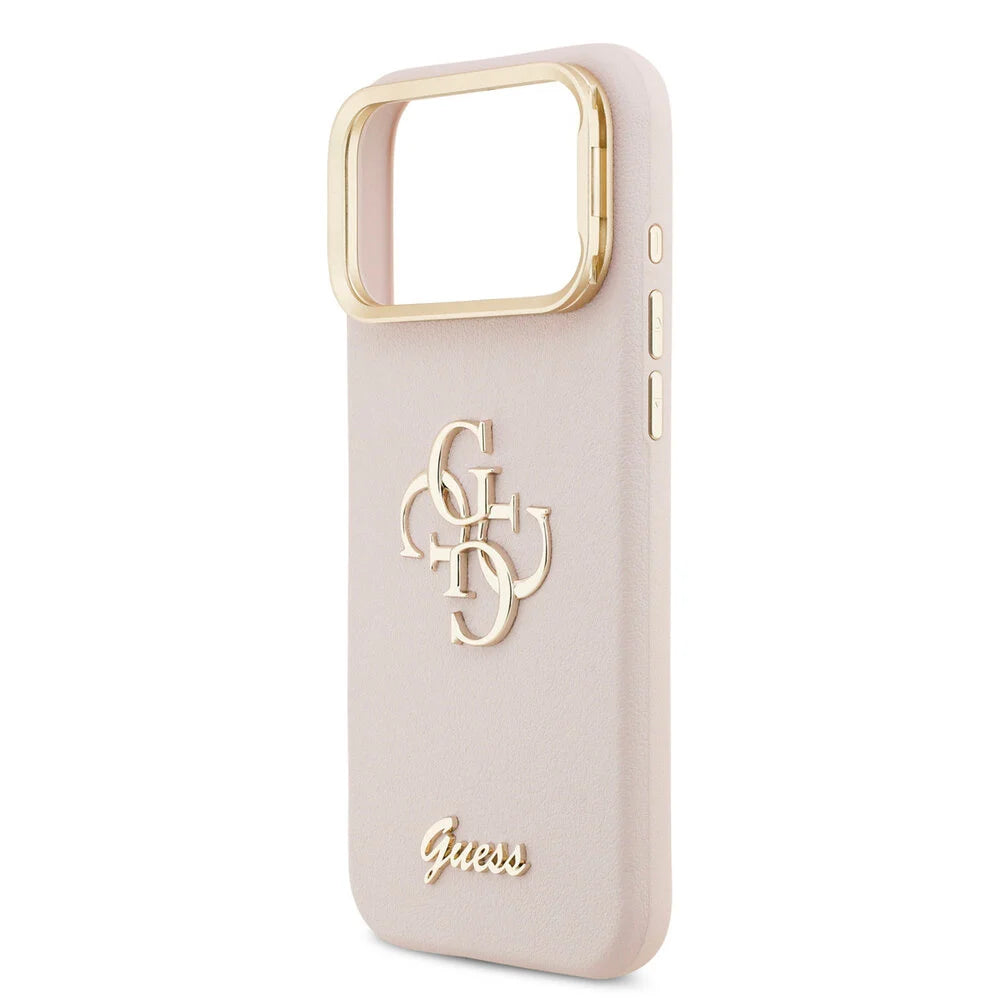 Guess iPhone 17 Pro Max Back-Cover hul - HC Grained PU Big 4G & Stand Camera - Rosa