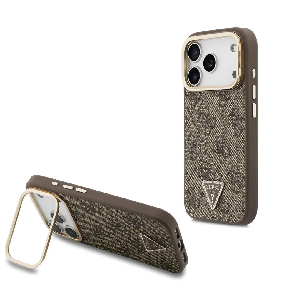 Guess iPhone 17 Pro Max Back-Cover hul - HC Magsafe 4G PU With Triangle Logo & Stand Camera - Braun