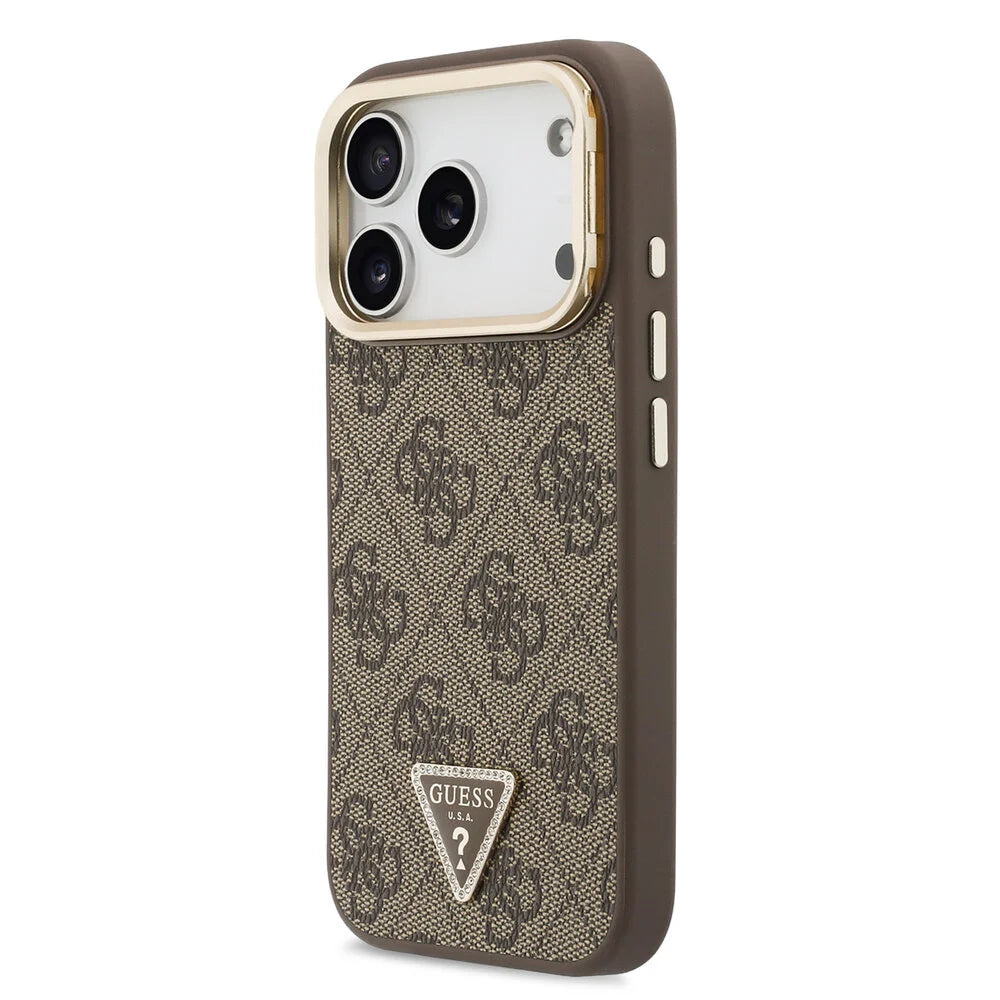 Guess iPhone 17 Pro Max Back-Cover hul - HC Magsafe 4G PU With Triangle Logo & Stand Camera - Braun