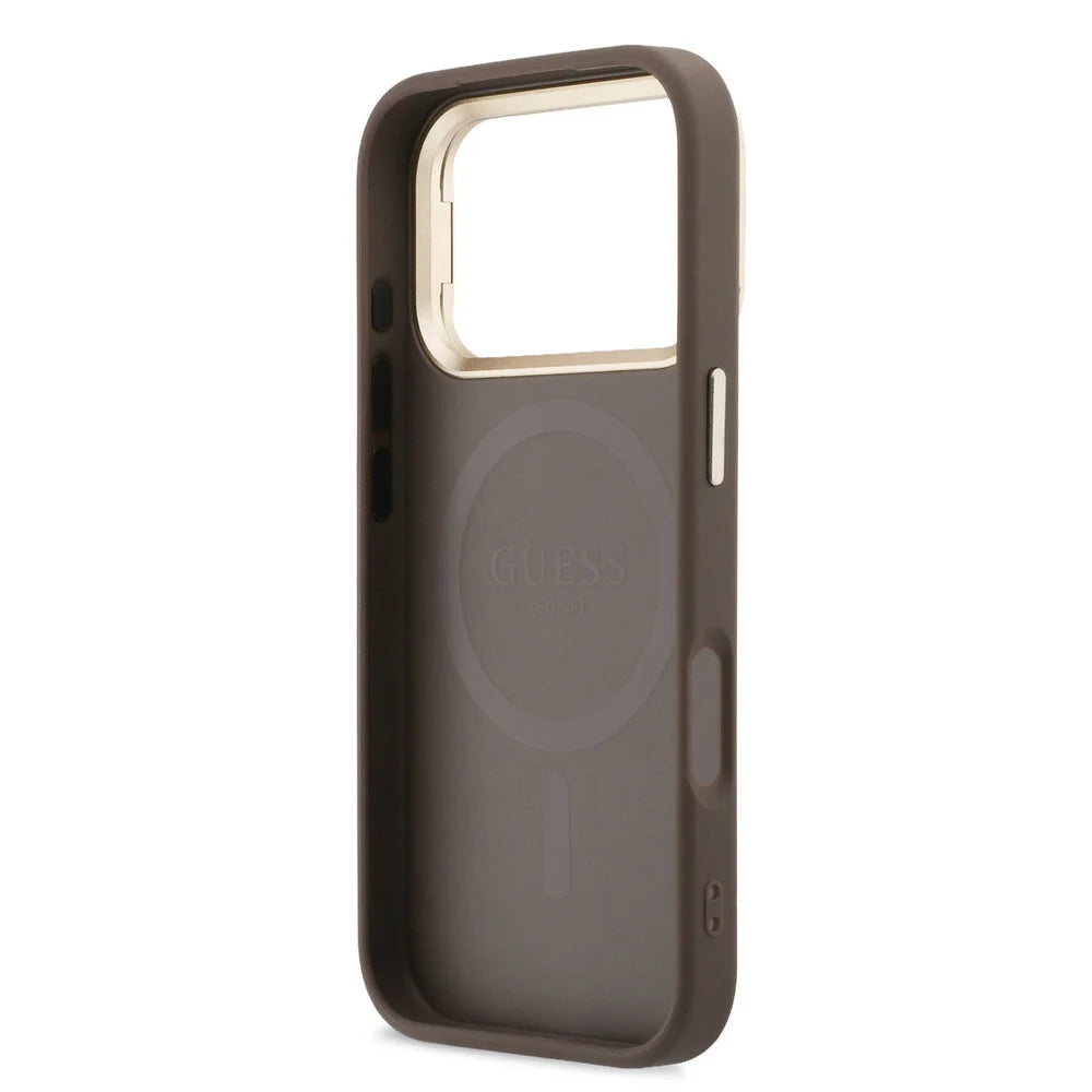 Guess iPhone 17 Pro Max Back-Cover hul - HC Magsafe 4G PU With Triangle Logo & Stand Camera - Braun