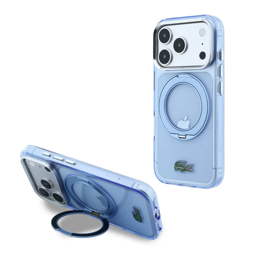 Lacoste iPhone 18 Pro Max Back-Cover hul - HC Magsafe IML Glossy Finish With Ring Stand - Hellblau