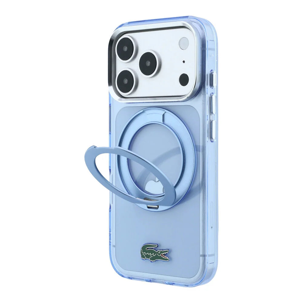 Lacoste iPhone 18 Pro Max Back-Cover hul - HC Magsafe IML Glossy Finish With Ring Stand - Hellblau