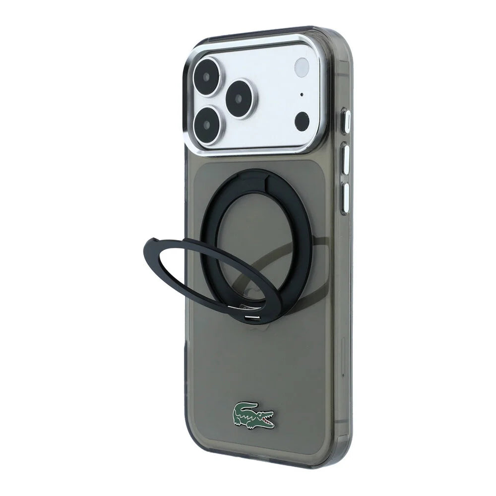 Lacoste iPhone 18 Pro Max Back-Cover hul - HC Magsafe IML Glossy Finish With Ring Stand - Schwarz