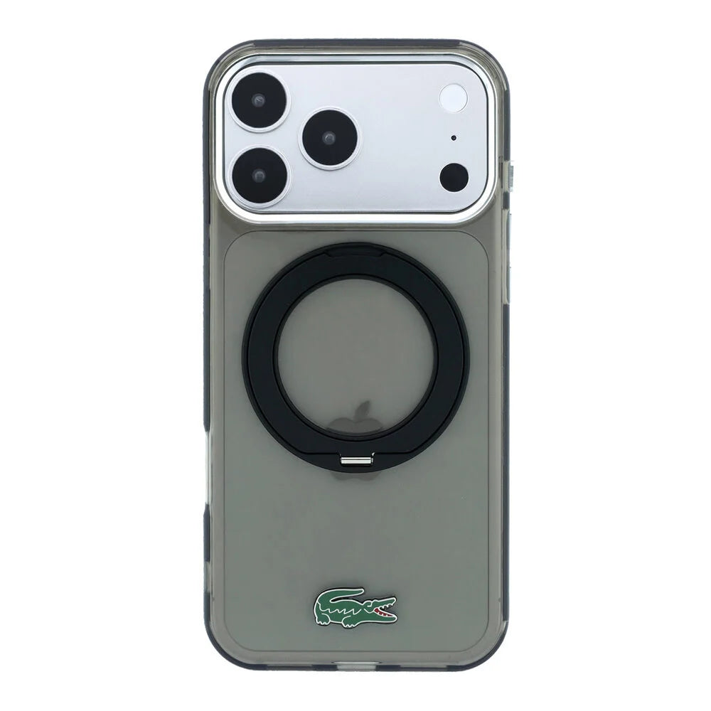 Lacoste iPhone 18 Pro Max Back-Cover hul - HC Magsafe IML Glossy Finish With Ring Stand - Schwarz