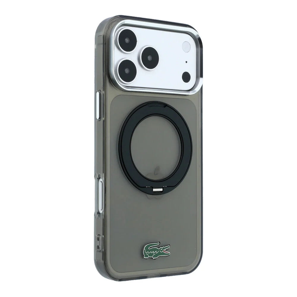 Lacoste iPhone 18 Pro Max Back-Cover hul - HC Magsafe IML Glossy Finish With Ring Stand - Schwarz