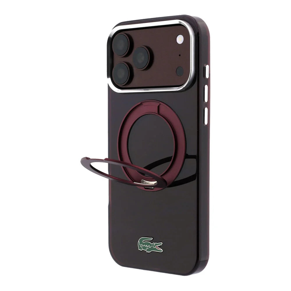 Lacoste iPhone 18 Pro Max Back-Cover hul - HC Magsafe IML Glossy Finish With Ring Stand - Burgundy