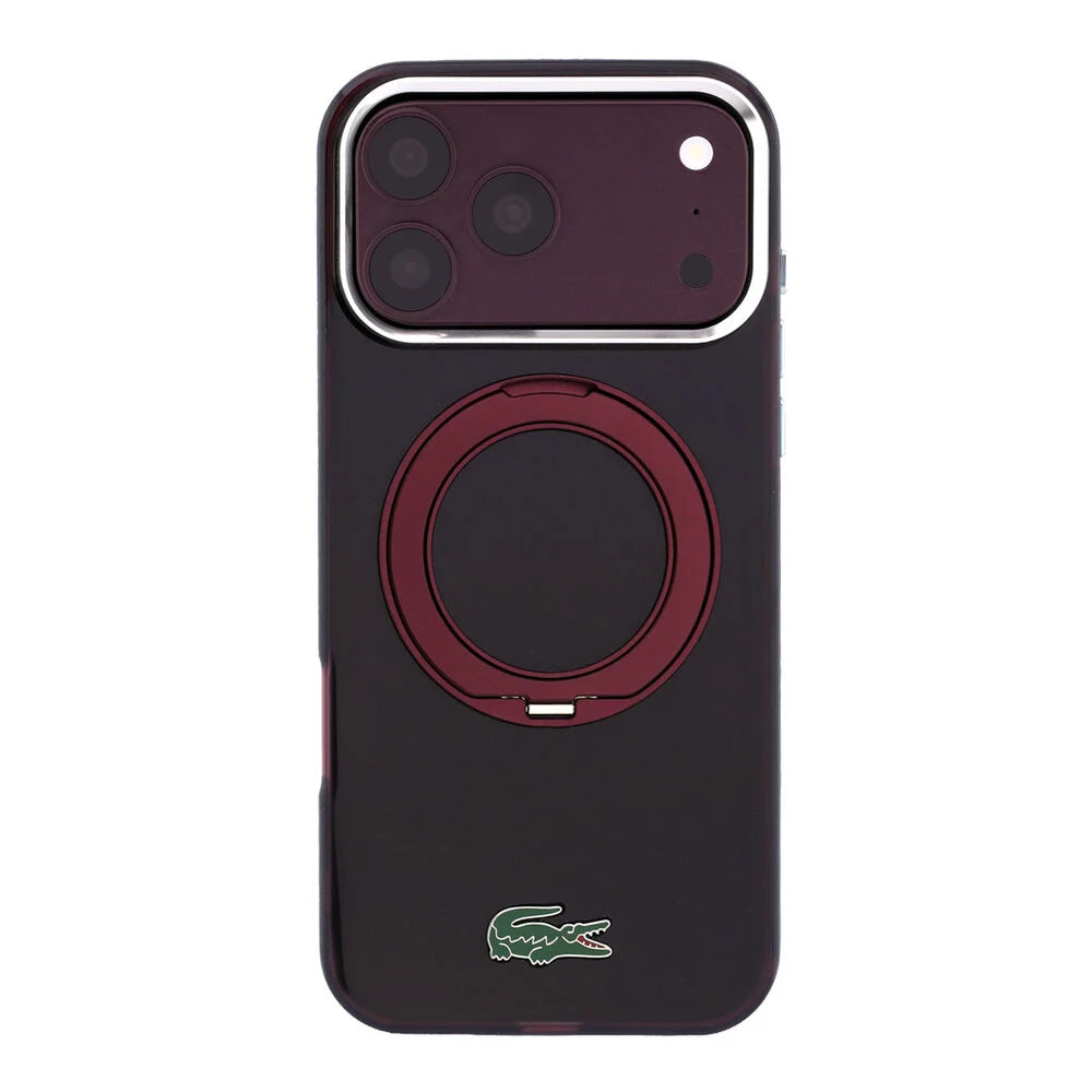 Lacoste iPhone 18 Pro Max Back-Cover hul - HC Magsafe IML Glossy Finish With Ring Stand - Burgundy