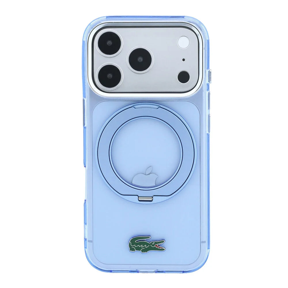 Lacoste iPhone 18 Pro Max Back-Cover hul - HC Magsafe IML Glossy Finish With Ring Stand - Hellblau