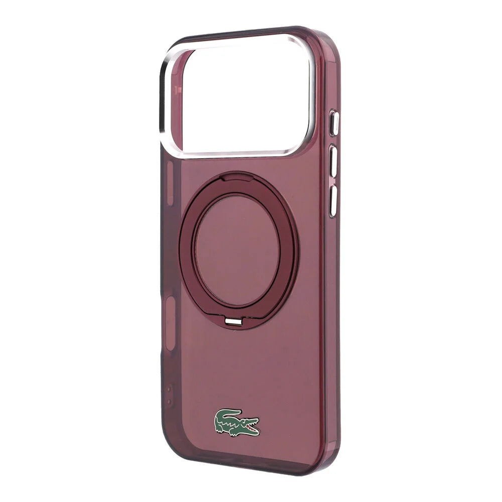 Lacoste iPhone 18 Pro Max Back-Cover hul - HC Magsafe IML Glossy Finish With Ring Stand - Burgundy