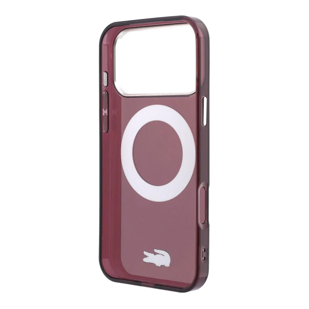 Lacoste iPhone 18 Pro Max Back-Cover hul - HC Magsafe IML Glossy Finish With Ring Stand - Burgundy