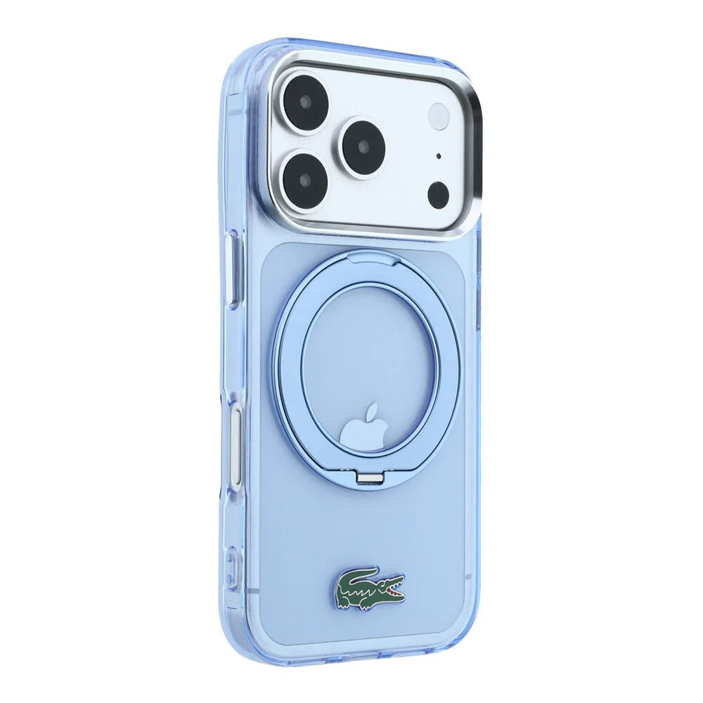 Lacoste iPhone 18 Pro Max Back-Cover hul - HC Magsafe IML Glossy Finish With Ring Stand - Hellblau