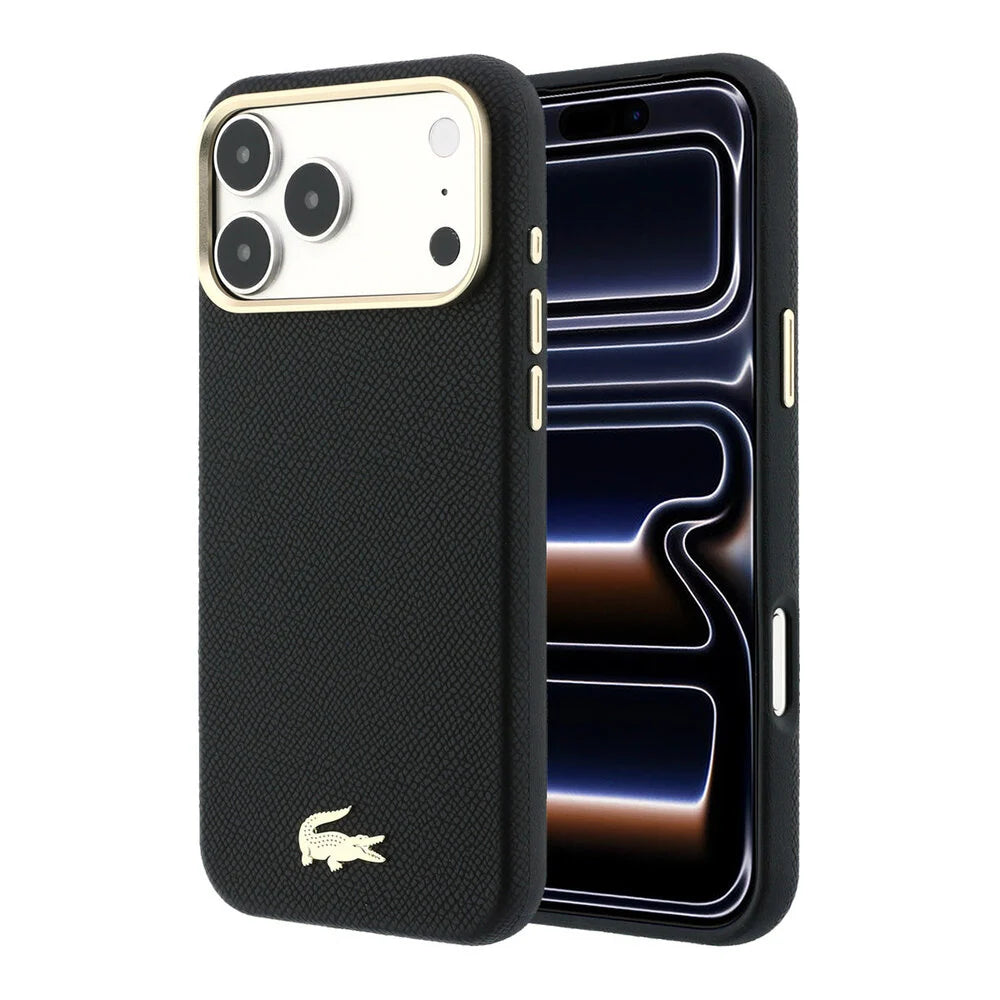 Lacoste iPhone 18 Pro Max Back-Cover hul - HC Magsafe PVC Champs Elysees Embossed - Schwarz