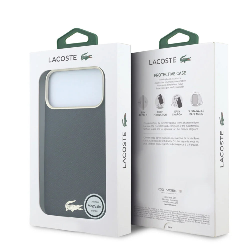 Lacoste iPhone 18 Pro Max Back-Cover hul - HC Magsafe PVC Champs Elysees Embossed - Schwarz