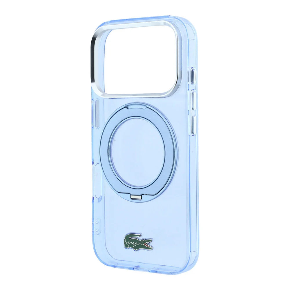 Lacoste iPhone 18 Pro Max Back-Cover hul - HC Magsafe IML Glossy Finish With Ring Stand - Hellblau