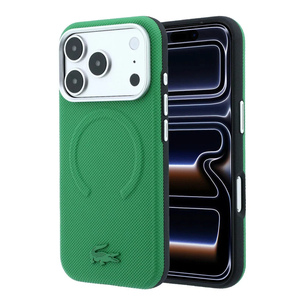 Lacoste iPhone 18 Pro Max Back-Cover hul - HC Magsafe PVC Petit Pique Embossed Estragon - Olive
