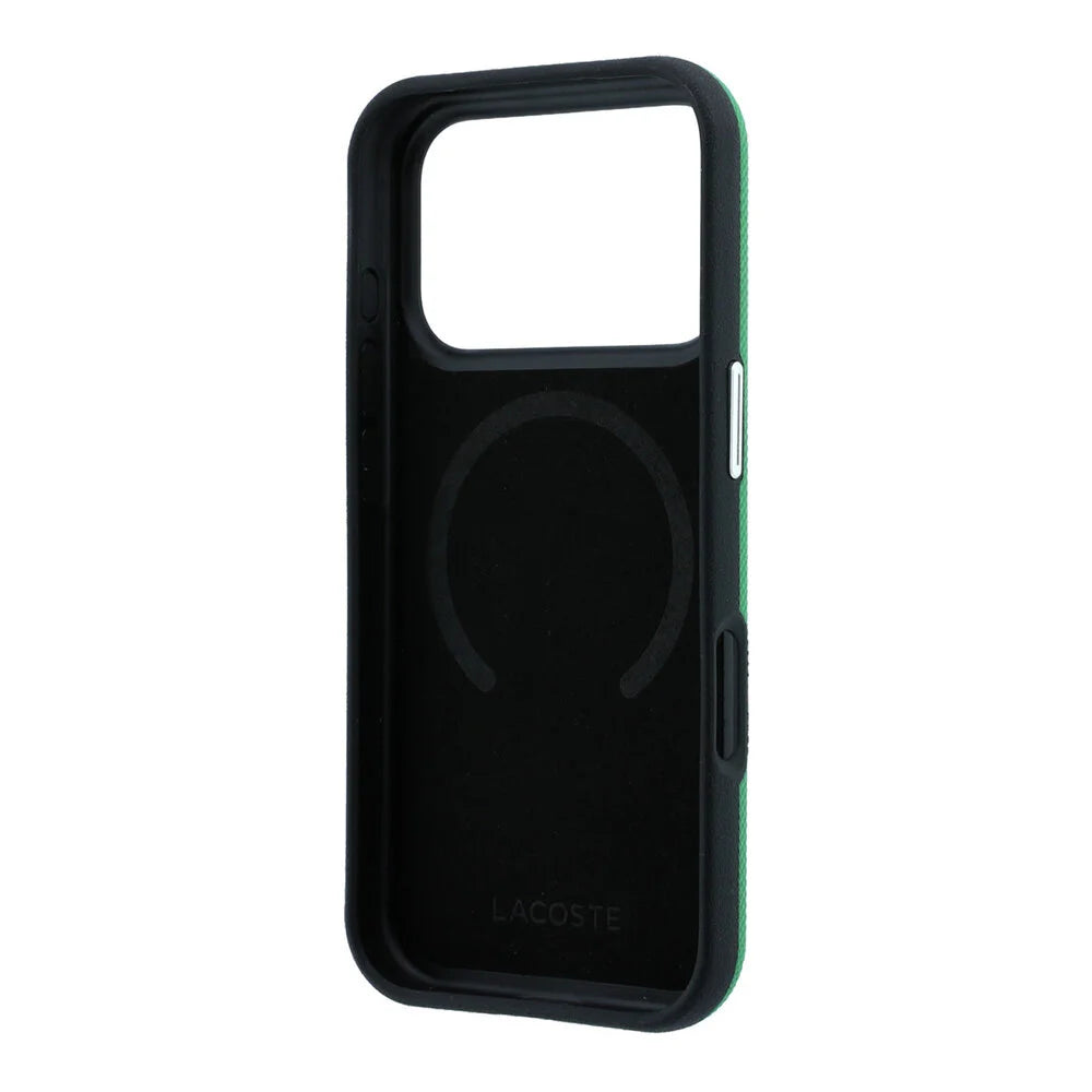 Lacoste iPhone 18 Pro Max Back-Cover hul - HC Magsafe PVC Petit Pique Embossed Estragon - Olive