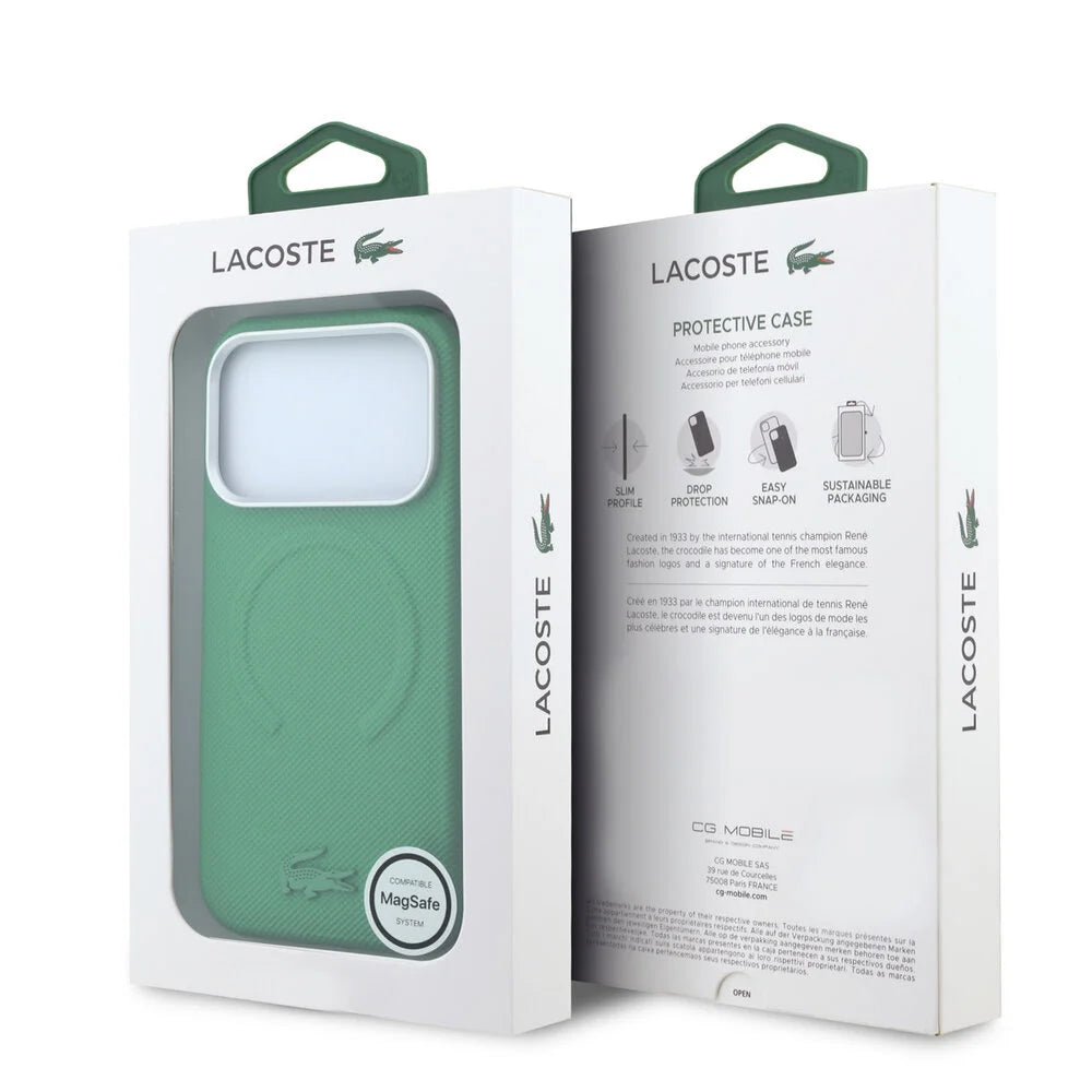 Lacoste iPhone 18 Pro Max Back-Cover hul - HC Magsafe PVC Petit Pique Embossed Estragon - Olive