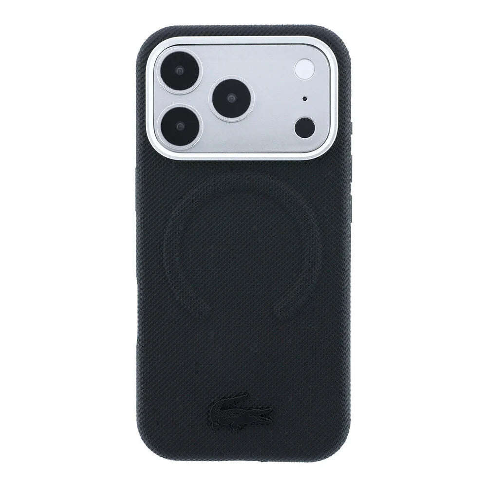 Lacoste iPhone 18 Pro Max Back-Cover hul - HC Magsafe PVC Petit Pique Embossed - Schwarz