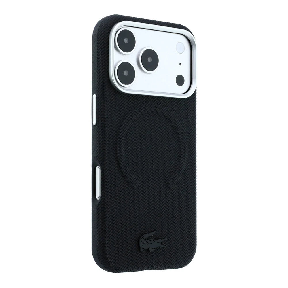 Lacoste iPhone 18 Pro Max Back-Cover hul - HC Magsafe PVC Petit Pique Embossed - Schwarz