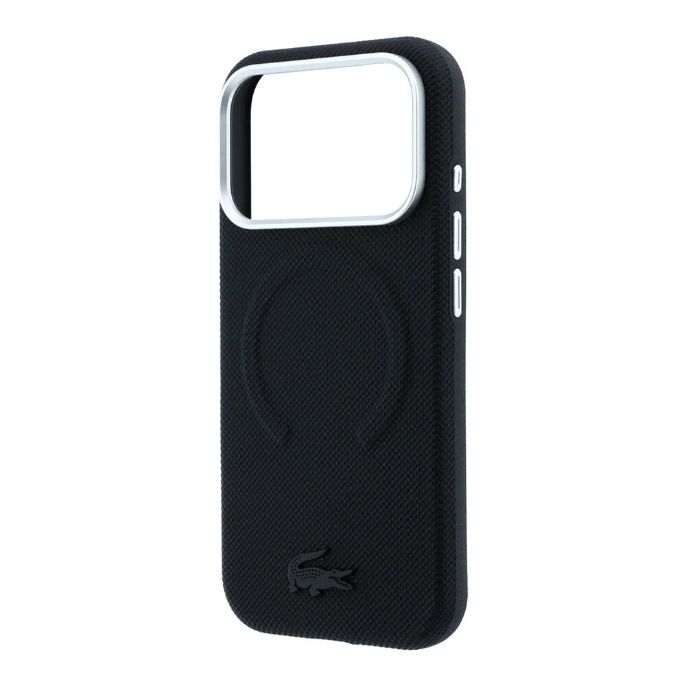 Lacoste iPhone 18 Pro Max Back-Cover hul - HC Magsafe PVC Petit Pique Embossed - Schwarz